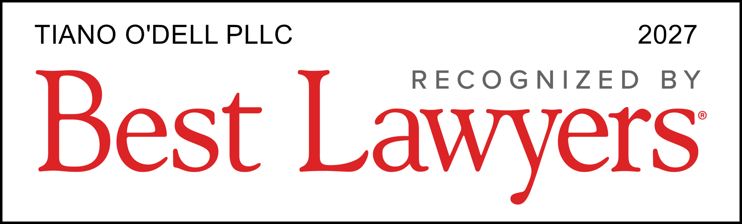 Tiano O'Dell PLLC received a Tier 1 in medical malpractice law, personal injury litigation, and product liability litigation in the 2027 edition of Best Law Firms. - Charleston, WV.
